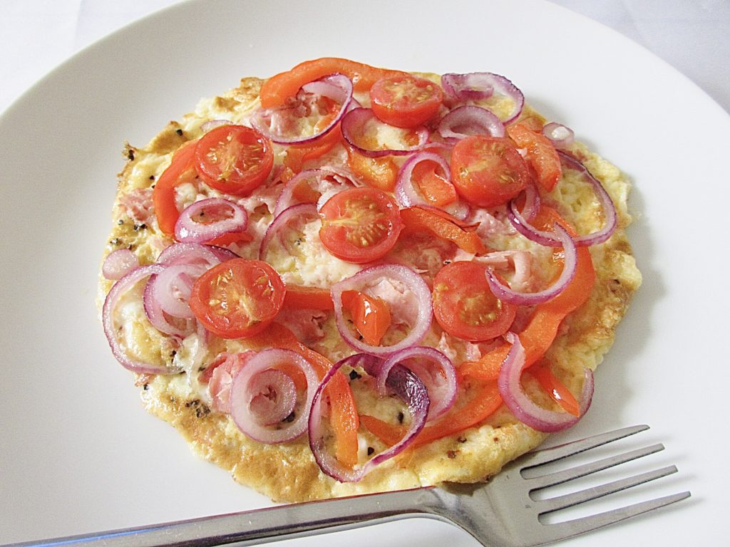 Open-faced Omelette with Ham Cheese and Red Vegetables
