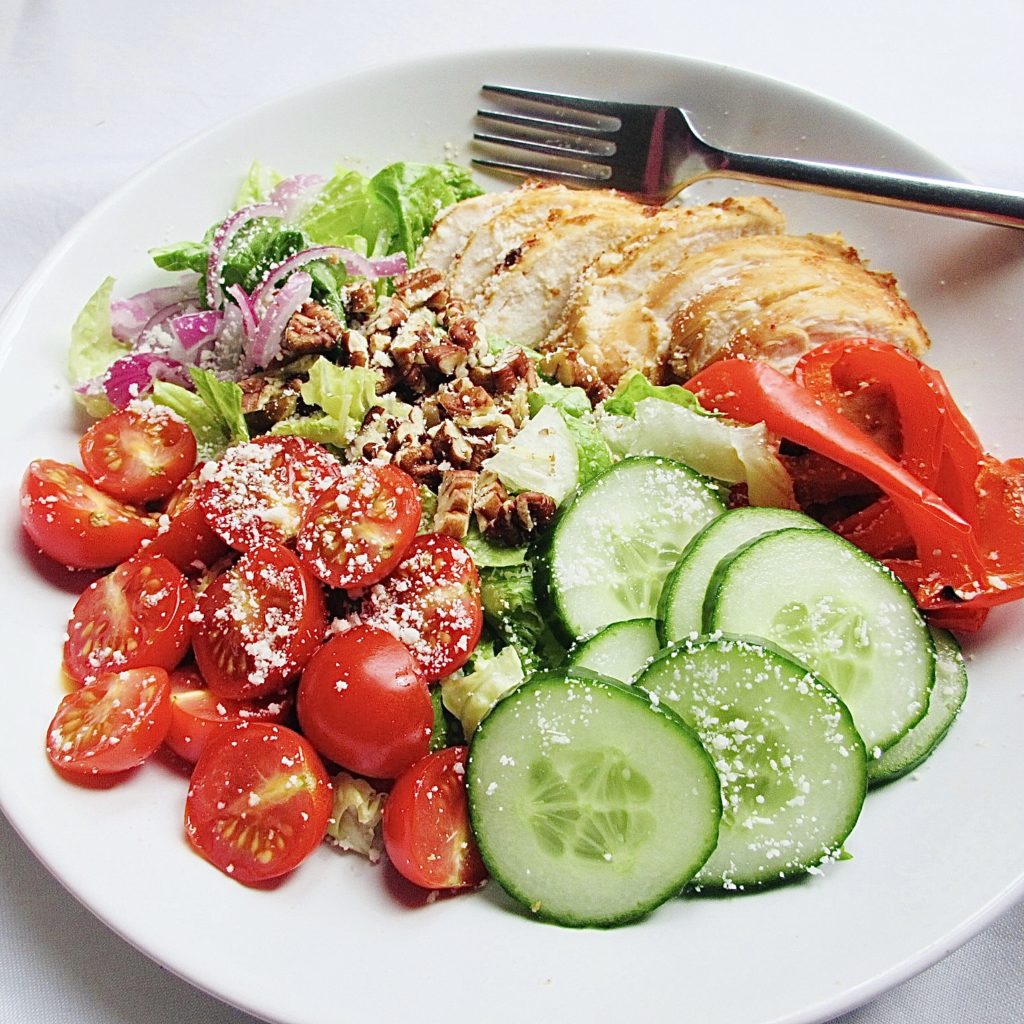 Healthy Lemon Chicken Salad with Roasted Peppers
