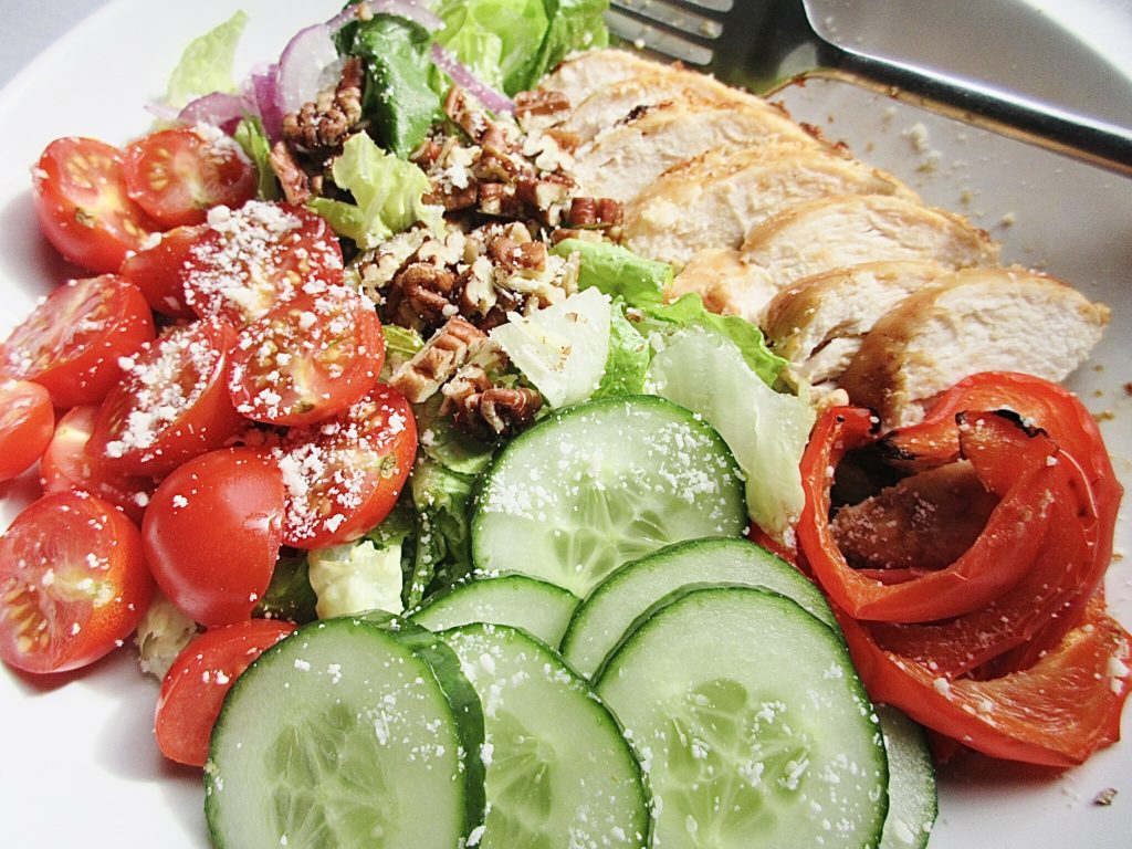 Healthy Lemon Chicken Salad with Roasted Peppers