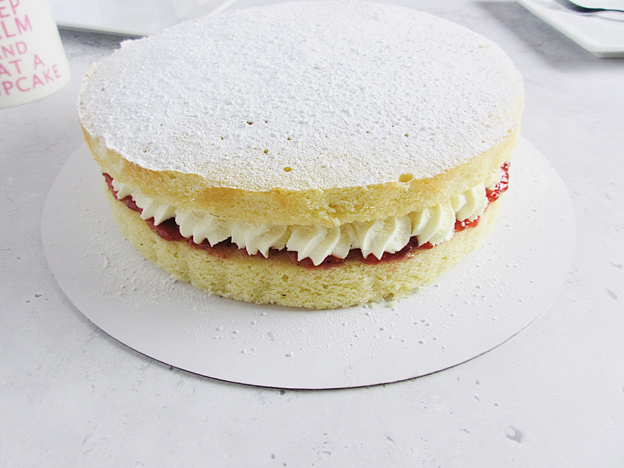 Jam and Whipped Cream Sponge Cake Andrea's Dainty Kitchen