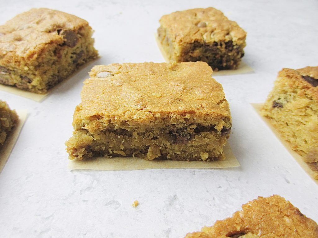 Peanut Butter Banana and Chocolate Blondie Bars