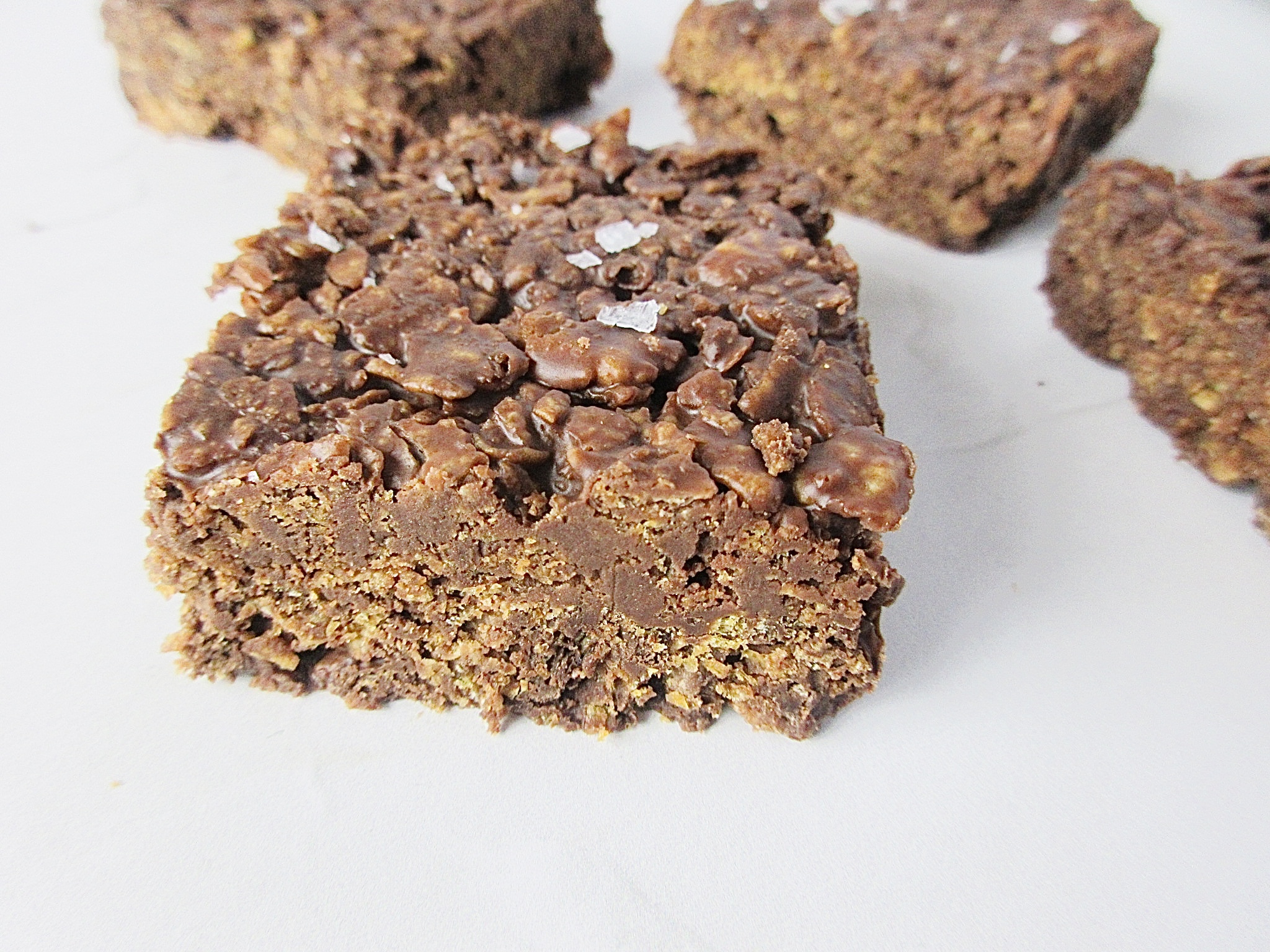 chocolate cornflake square with sea salt flakes