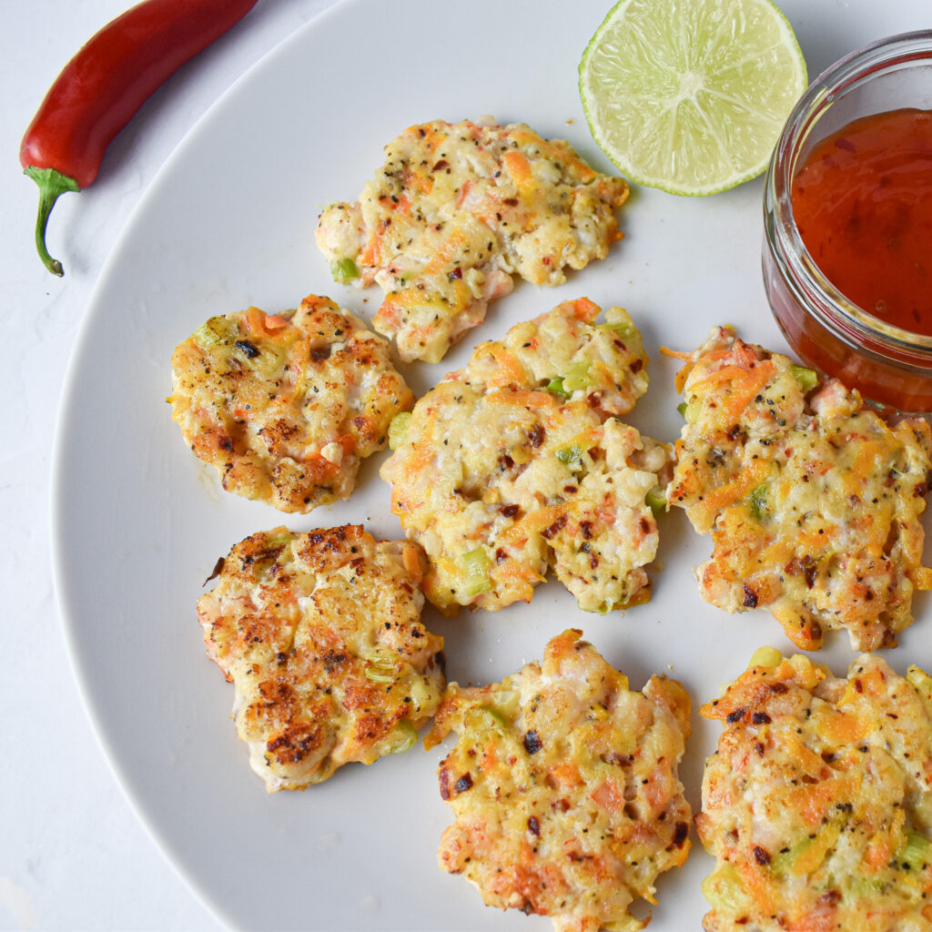 Prawn fritters with sweet chilli sauce