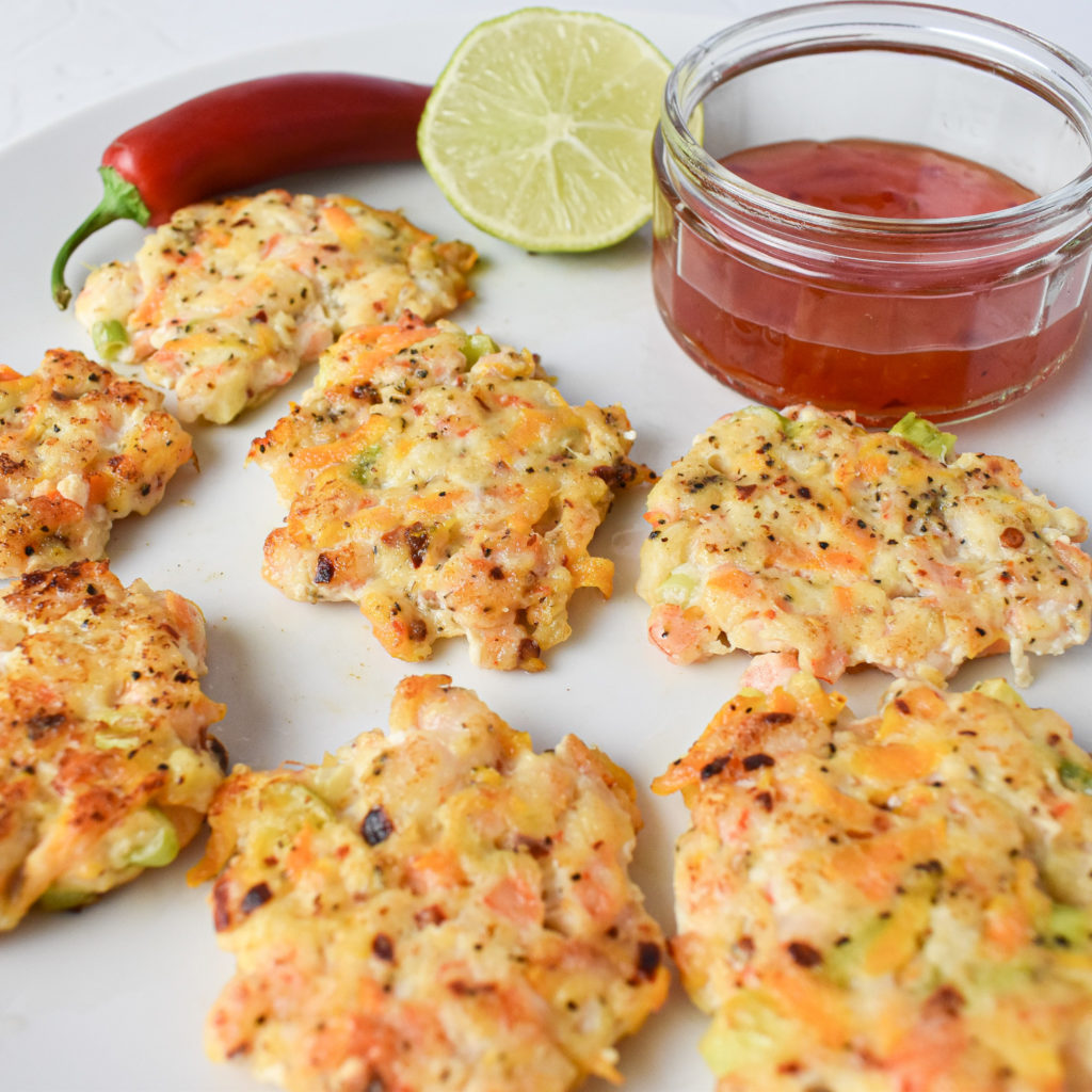 Prawn fritters with sweet chilli sauce