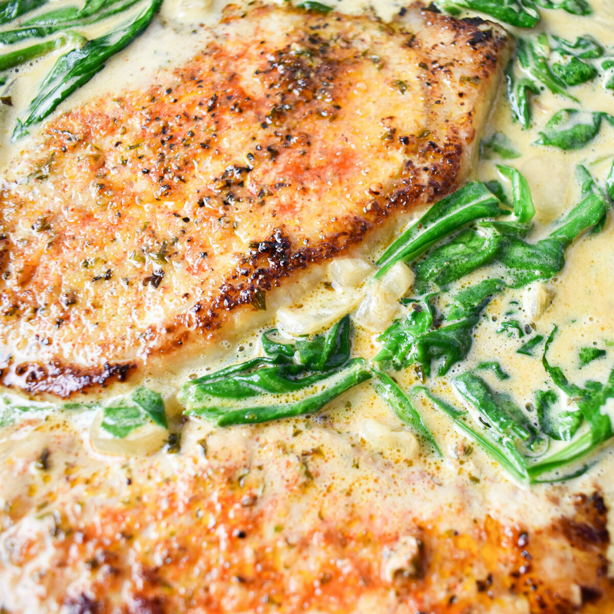 Creamy pork and spinach