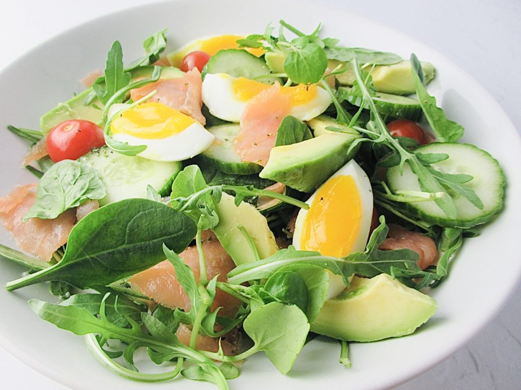 Smoked salmon and boiled egg salad