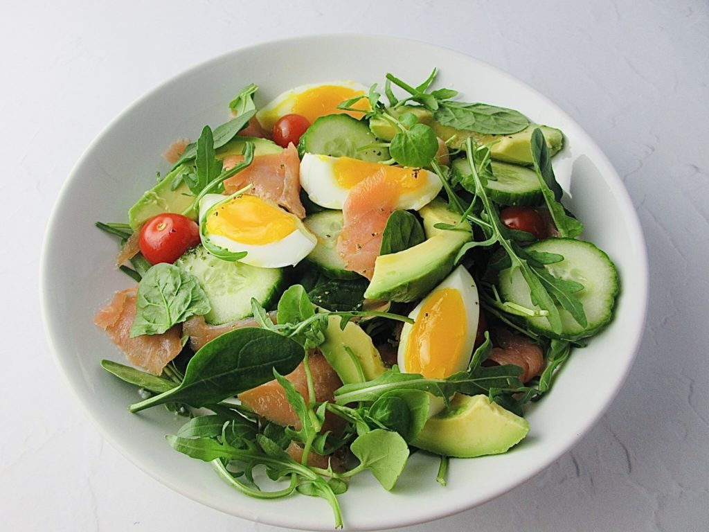 Smoked salmon and boiled egg salad