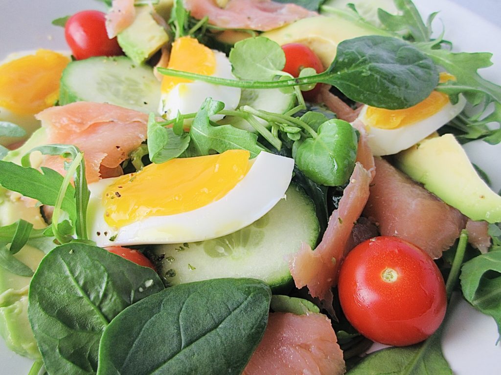 Smoked salmon and boiled egg salad