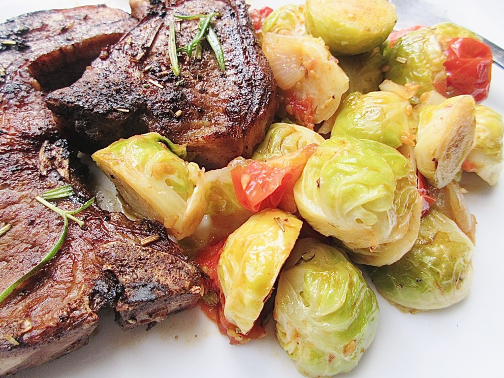 Rosemary Lamb Chops with Stir fried Brussel Sprouts