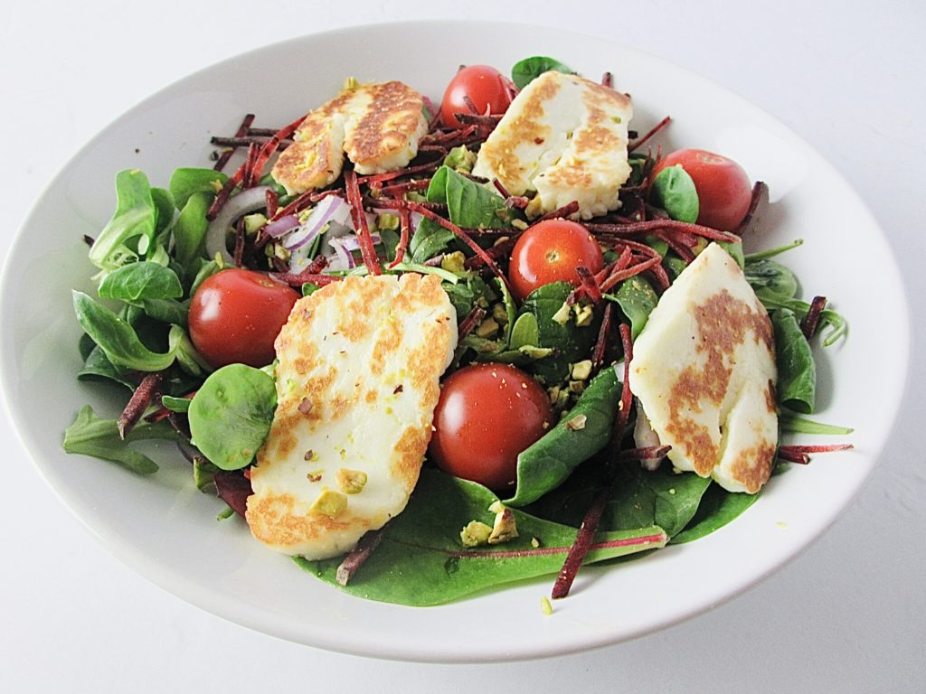 Halloumi and Beetroot Salad with Pistachios