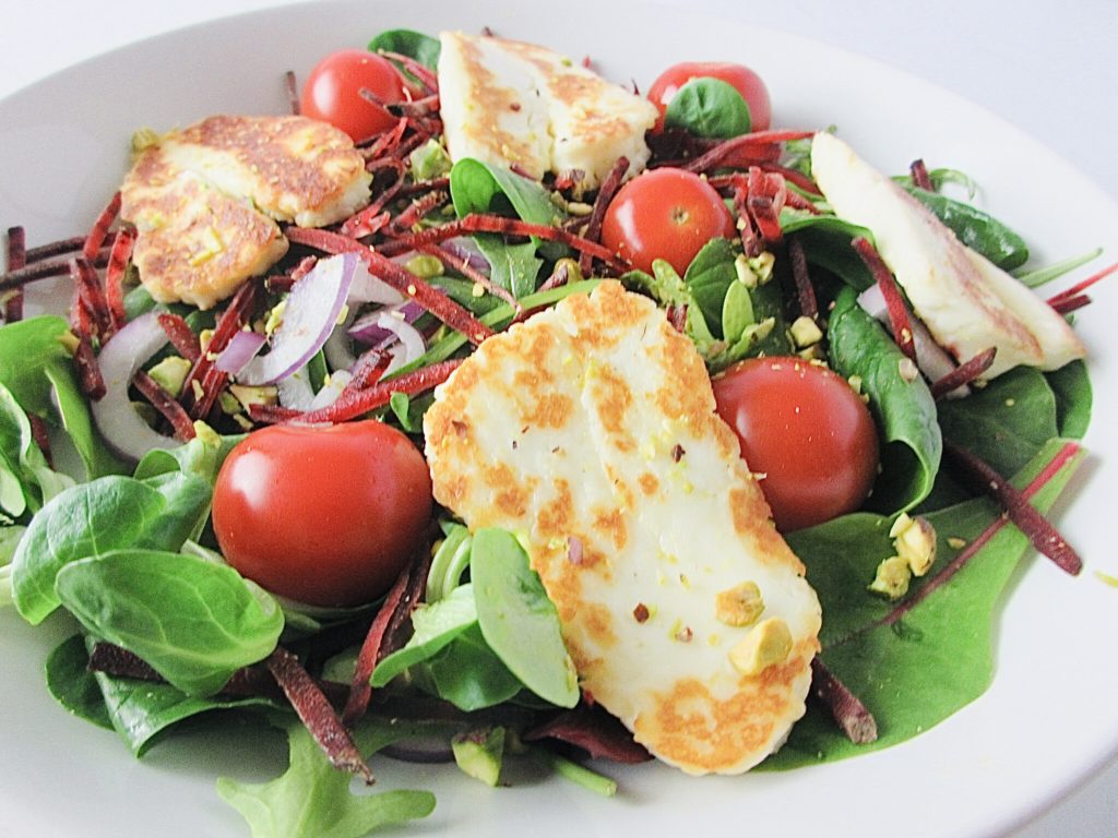 Halloumi and Beetroot Salad with Pistachios