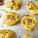 Cheese and garlic smashed potatoes