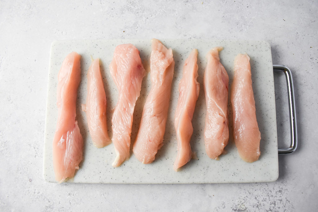 raw chicken strips
