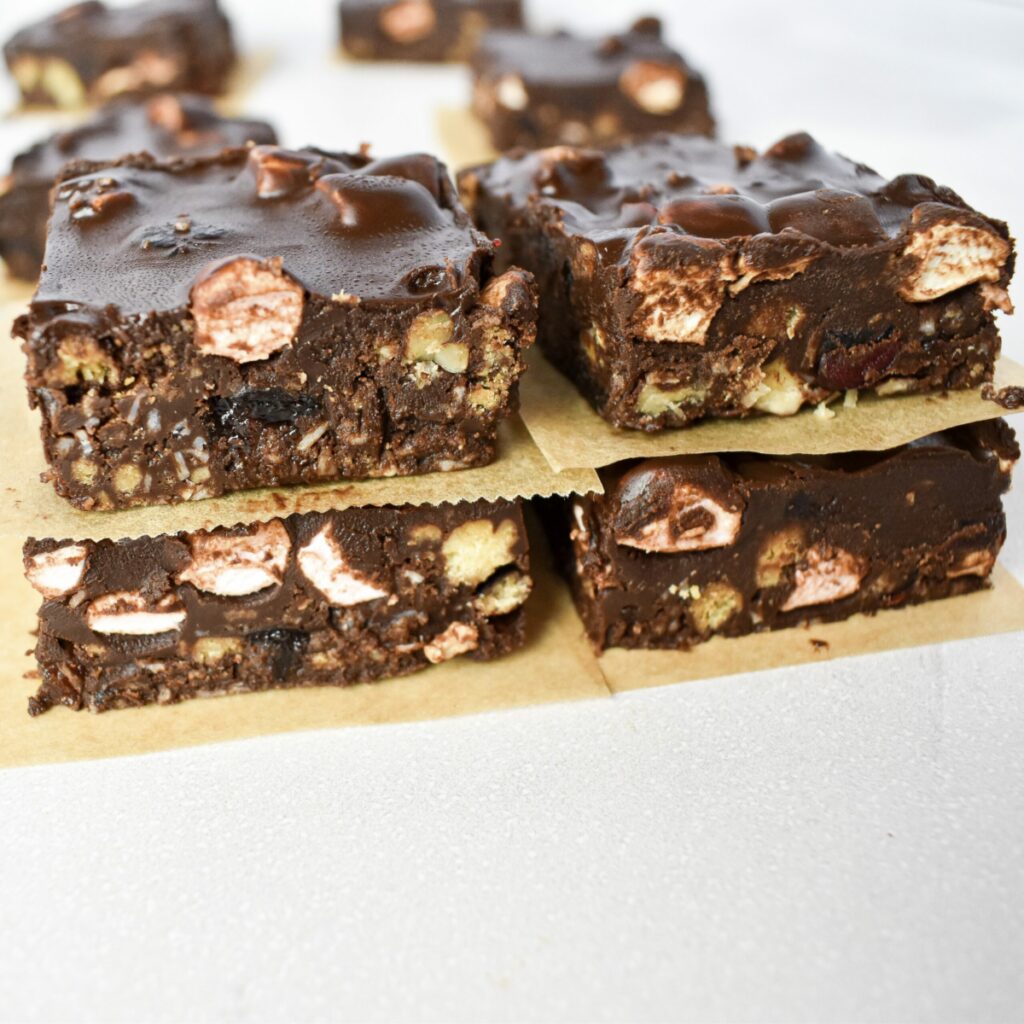 Easy Fruit and Nut Rocky Road Bars Andrea's Dainty Kitchen