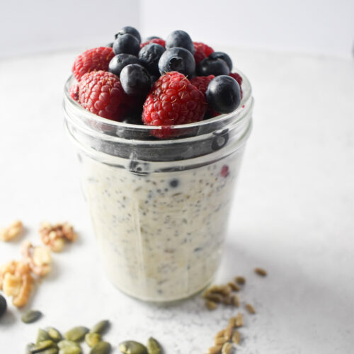 Raspberry blueberry overnight oats