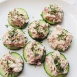 Tuna on cucumber slices