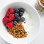 Low carb granola with yoghurt and fruit