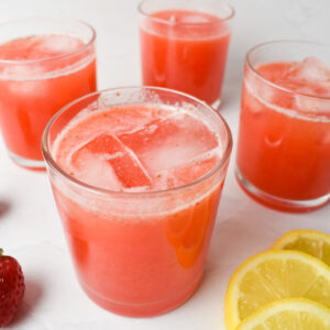 4 Glasses of Strawberry Lemonade