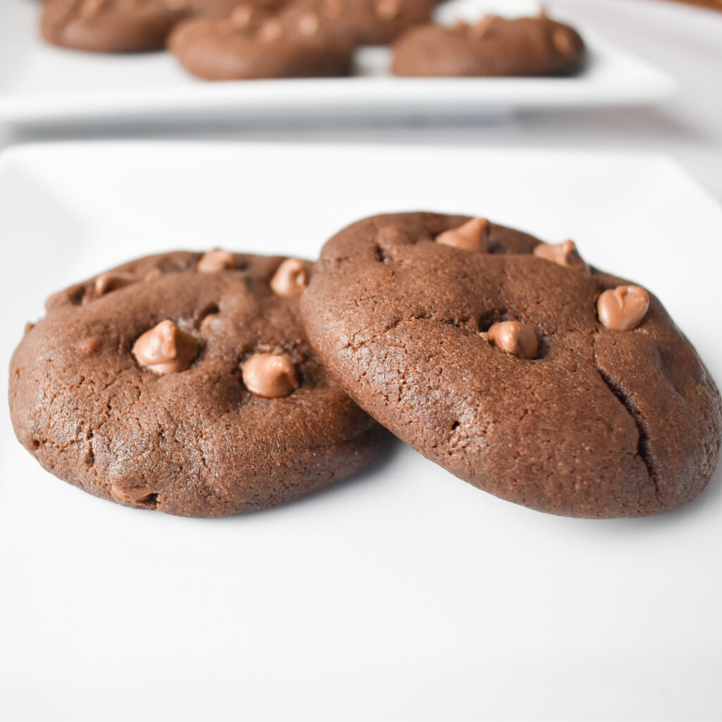 2 chocolate cookies on plate