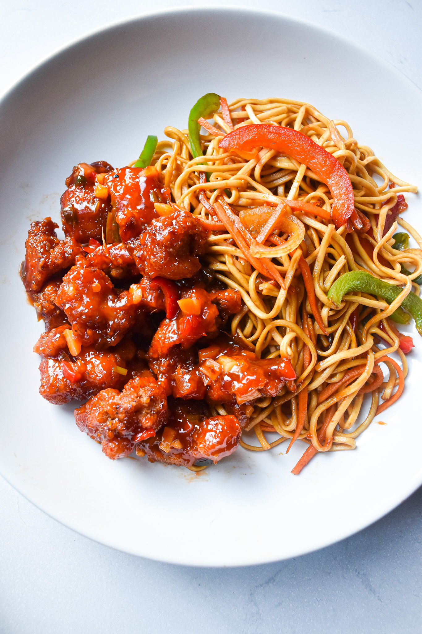 Crispy Sweet Chilli Chicken with Noodles Andrea's Dainty Kitchen