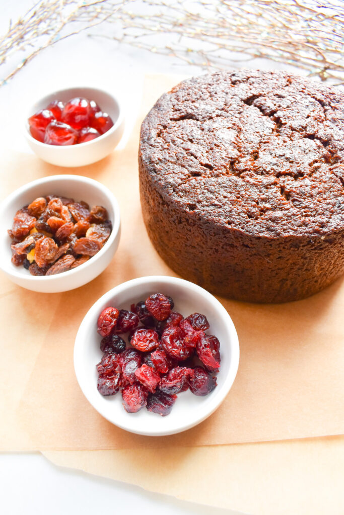 Whole cake and dried fruit