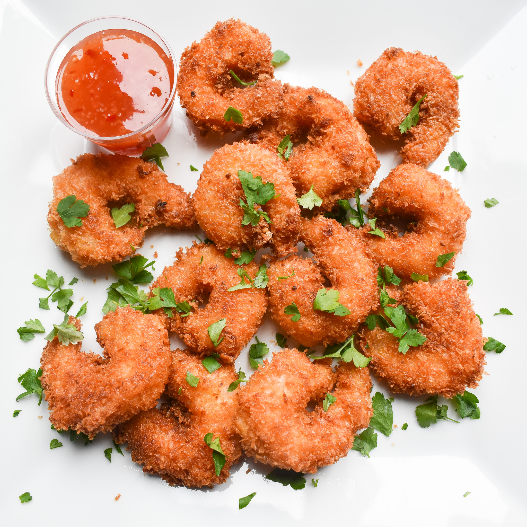 Crispy coconut prawns with sweet chilli sauce