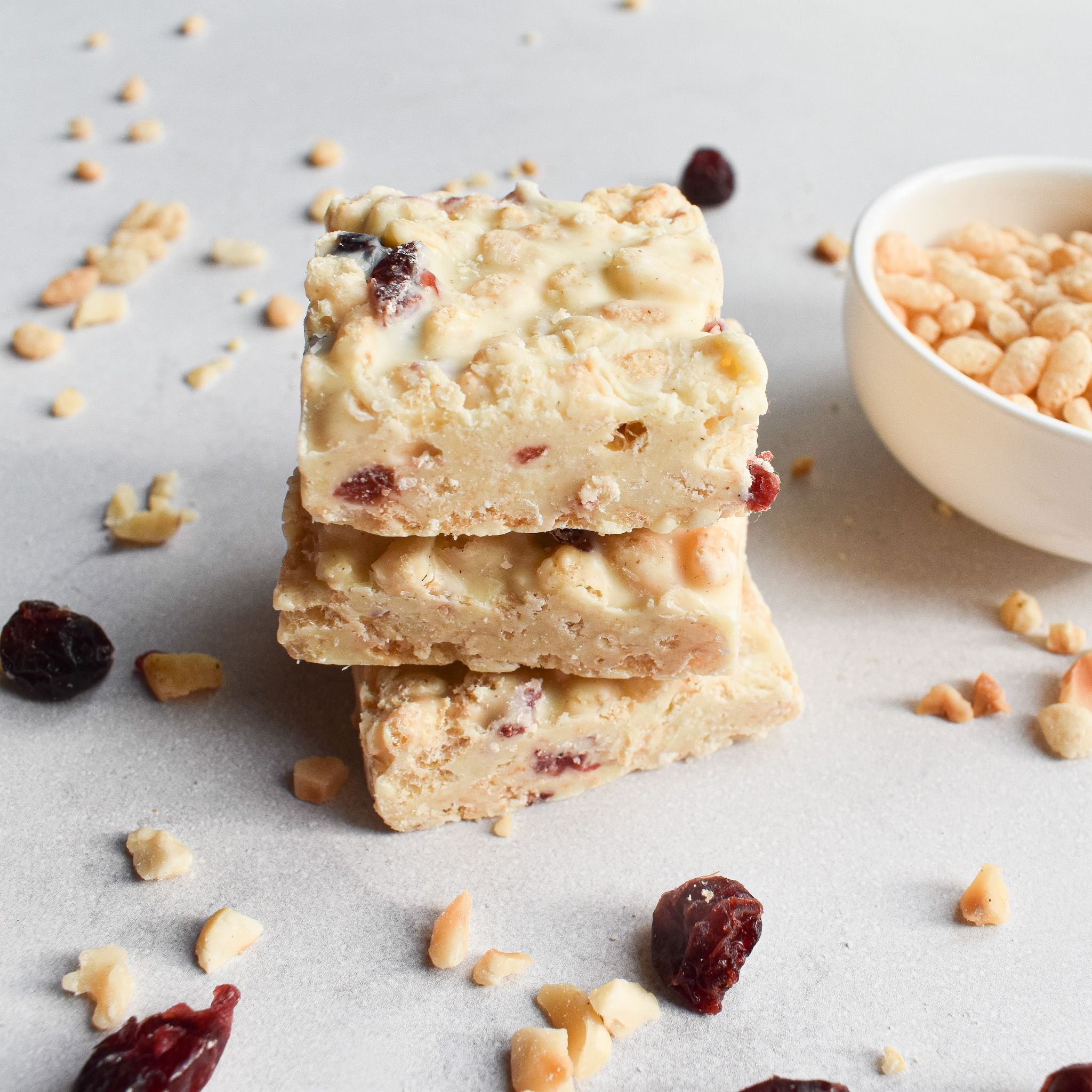 White Chocolate Fruit Crunch Bars