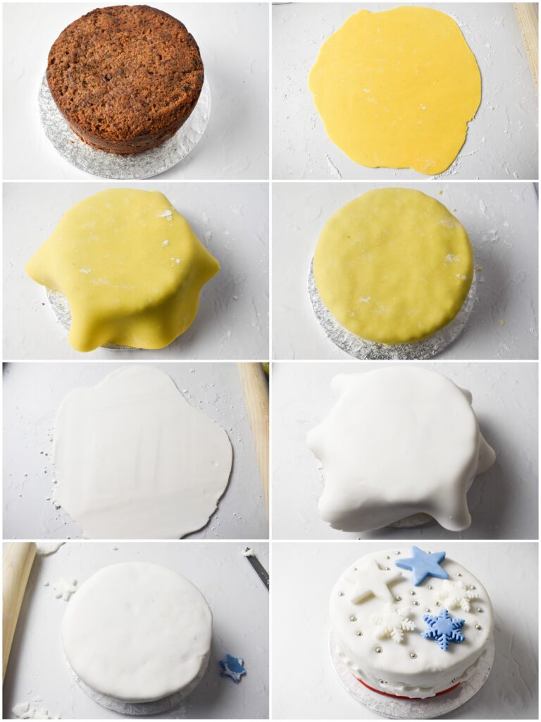 How to decorate fruit cake with fondant.