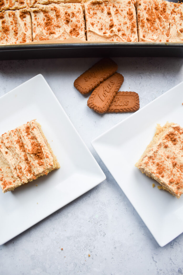 Caramelised Biscuit (Biscoff) Traybake Cake Andrea's Dainty Kitchen