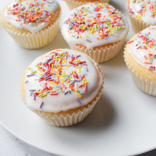 Glazed Vanilla Cupcakes (small batch)