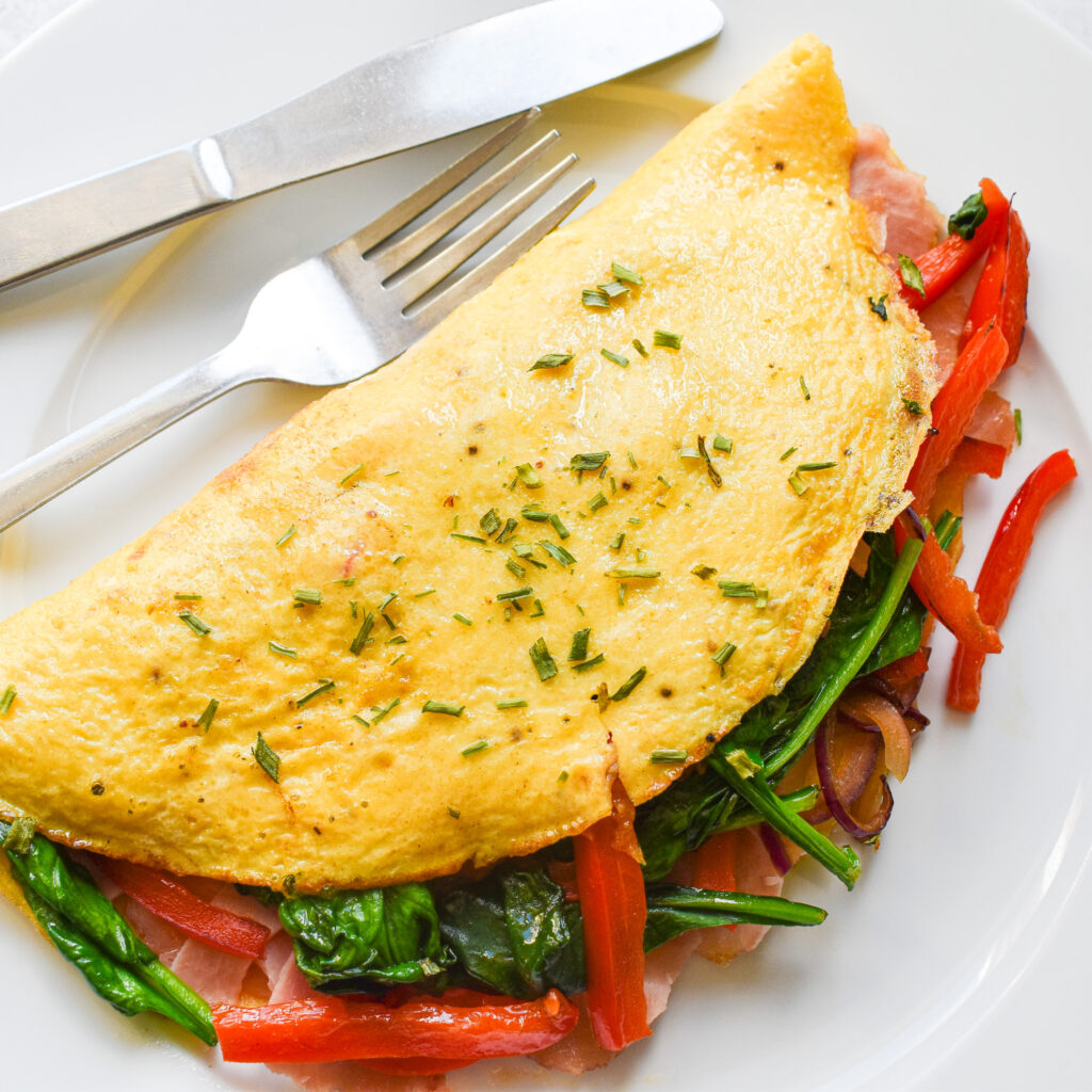 ham cheese spinach omelette
